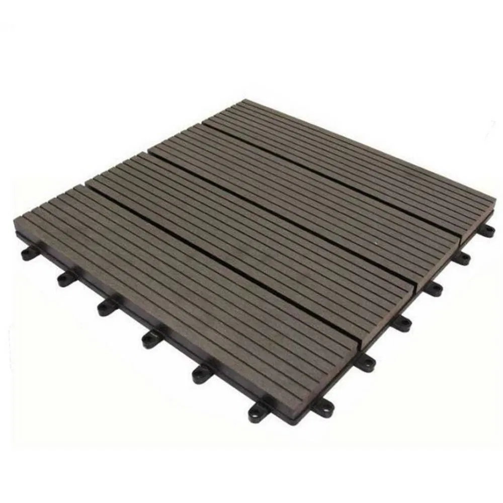 Outdoor Wood Grain Deep 3D Embossing Wood Plastic Composite WPC Deck Tiles