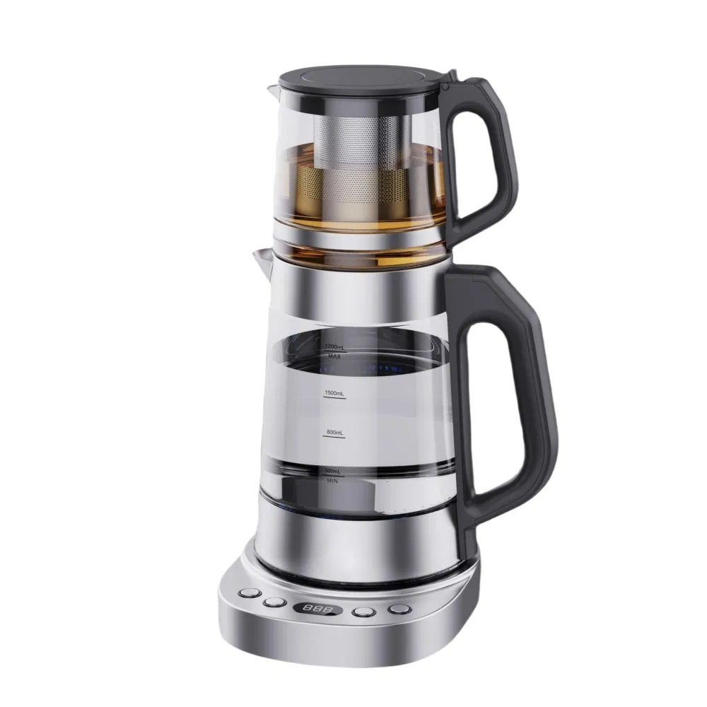 SKD 1.7L Turkish Tea Maker Samovar Electric Glass Tea Maker