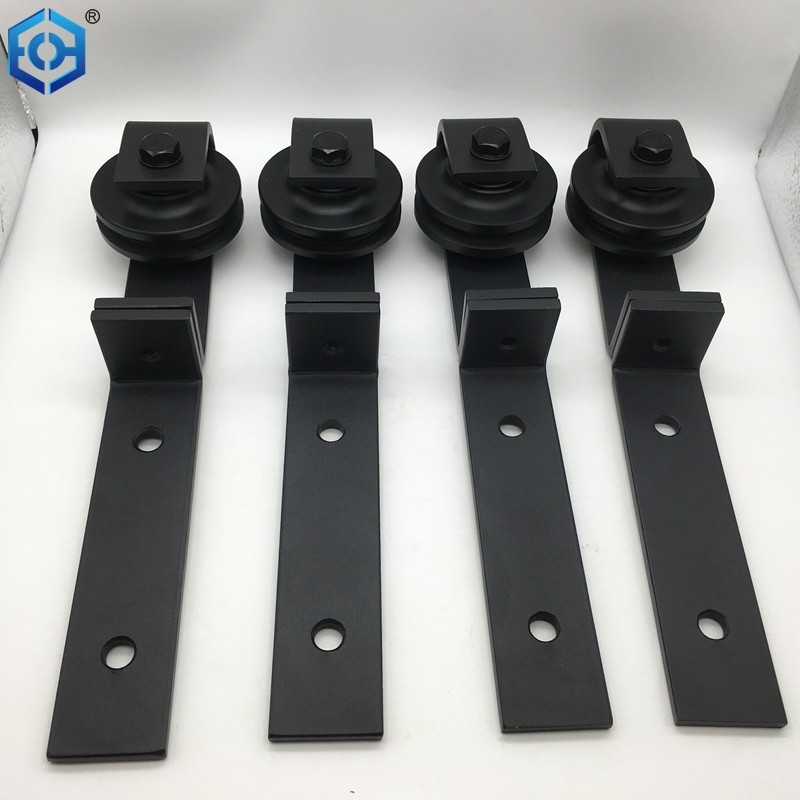 Black Top Mount Roller Bifold Sliding Barn Door Hardware
