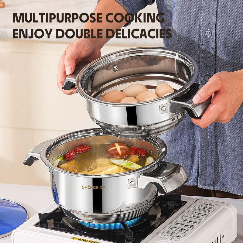 50PCS Stainless Steel Cookware Straight Shape Induction Cookware Set Cooking Pot and Pan with Glass Lid