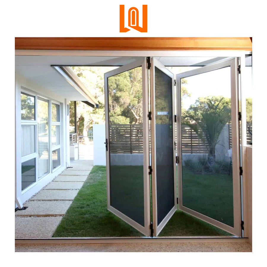 Wanjla North America Patio Exterior Plastic Accordion Folding Patio PVC Door