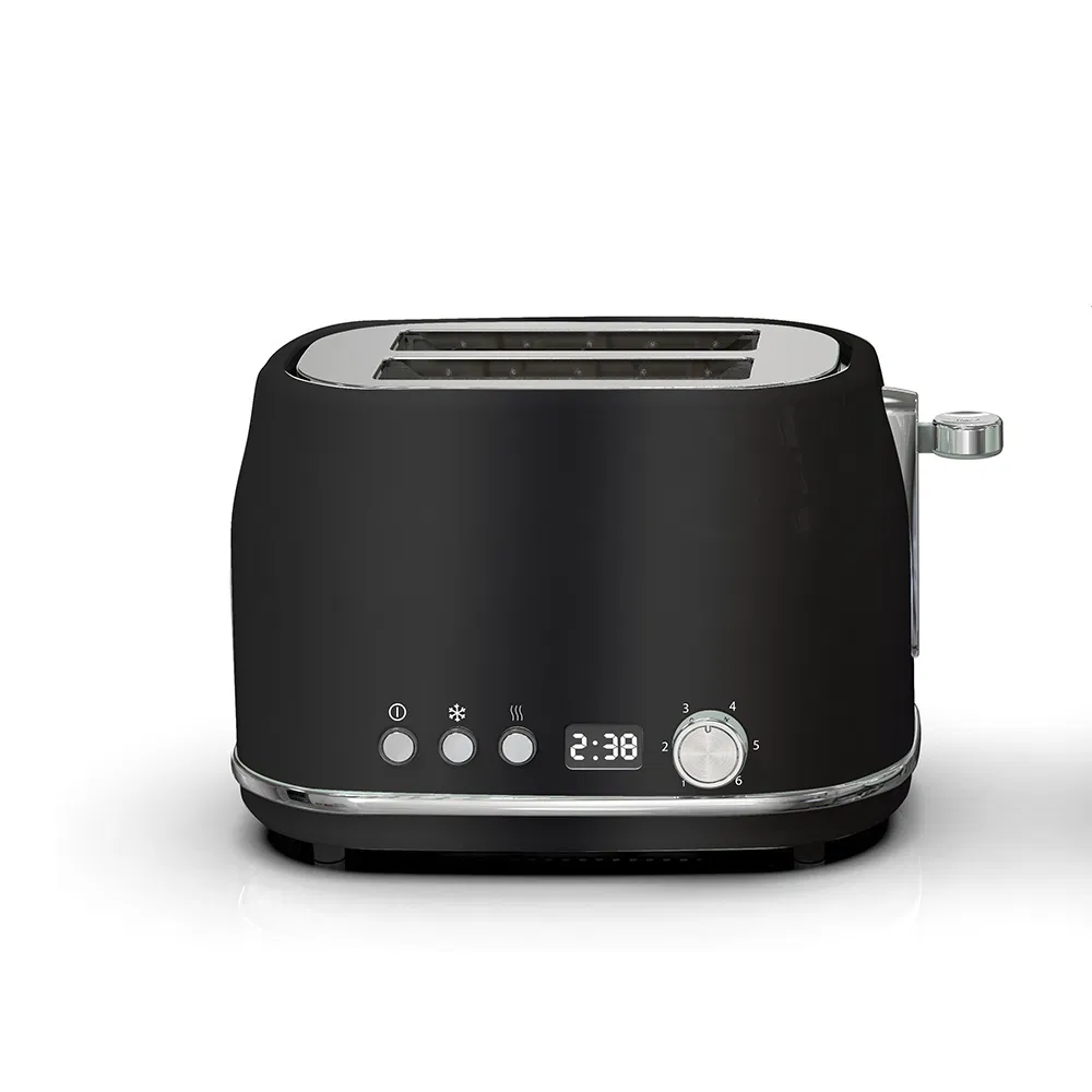 LED Display Time Watch Stainless Steel Smart Bread Toaster Machine 2 Slice Commercial Price Pop up Toaster Custom Toasters