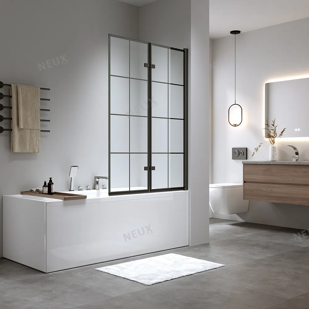 Factory Direct Customized Tempered Glass Pivot Bath Screen with Hinges