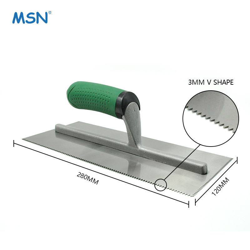 MSN Flat V Notched Trowel Soft Grip Notched Trowel