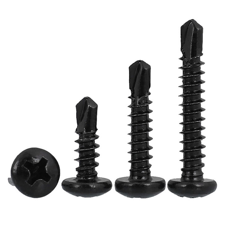 8# 10# 12# M4.2 M4.8 Black Coated Stainless Steel 410 Pan Head Phillips Self Drilling Sheet Metal Tek Screws