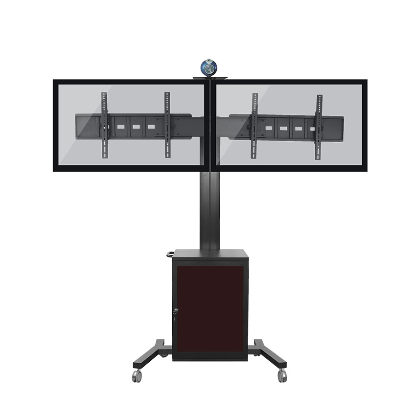 Напольная стойка для двух мониторов с медиа-тумбой