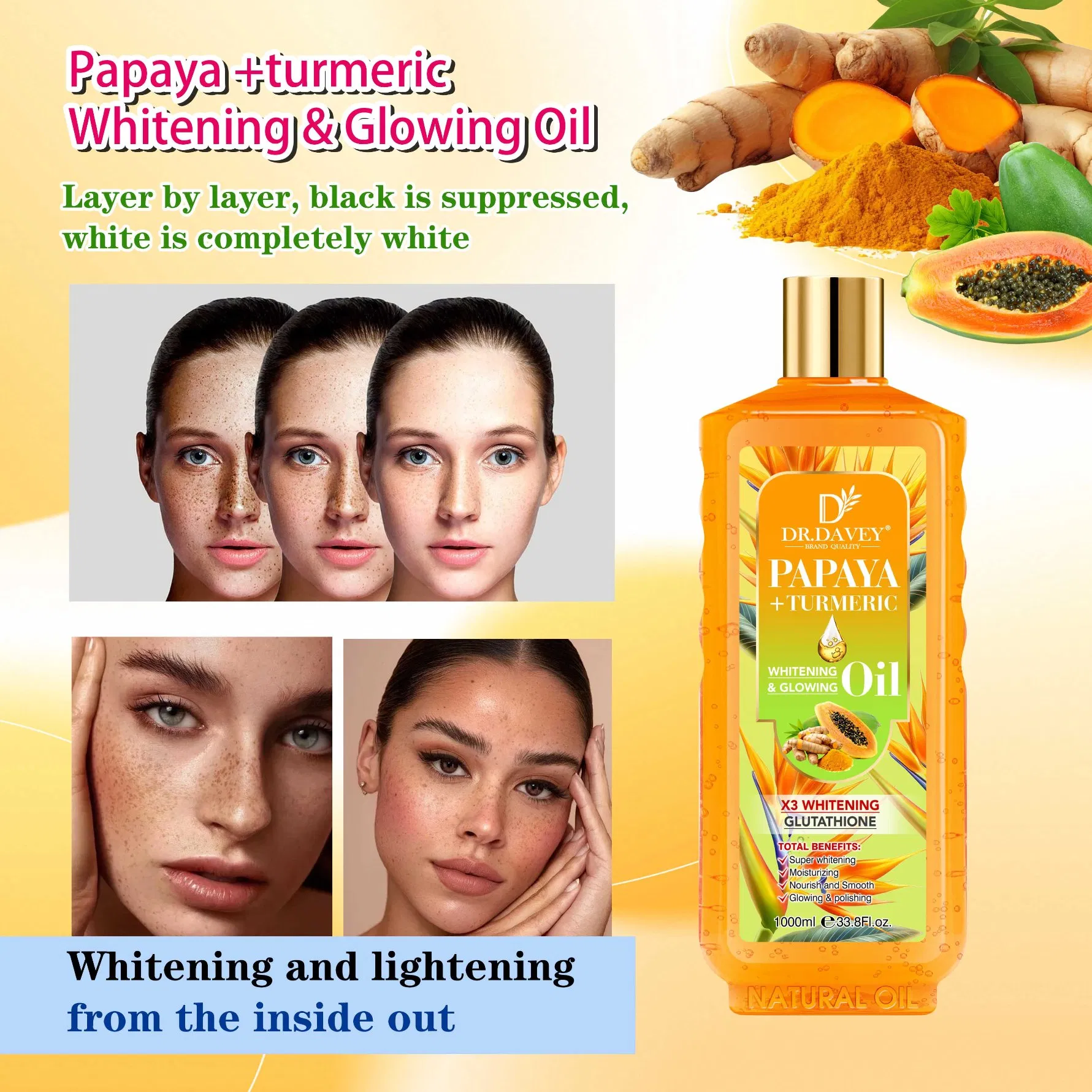 Dr. Davey Papaya + Turmeric Whitening & Glowing Oil 1000ml