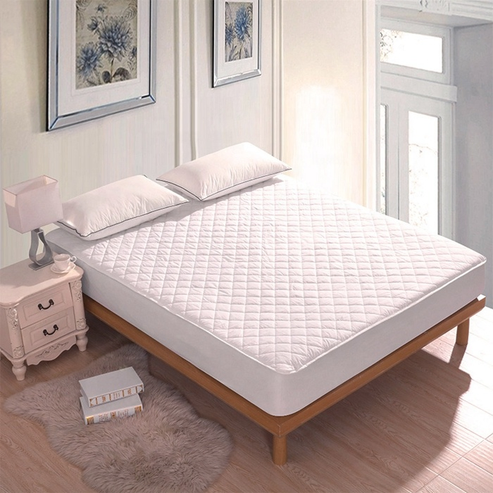 White Waterproof Single Bed Mattress Protector Hotel Bed Cover King Size