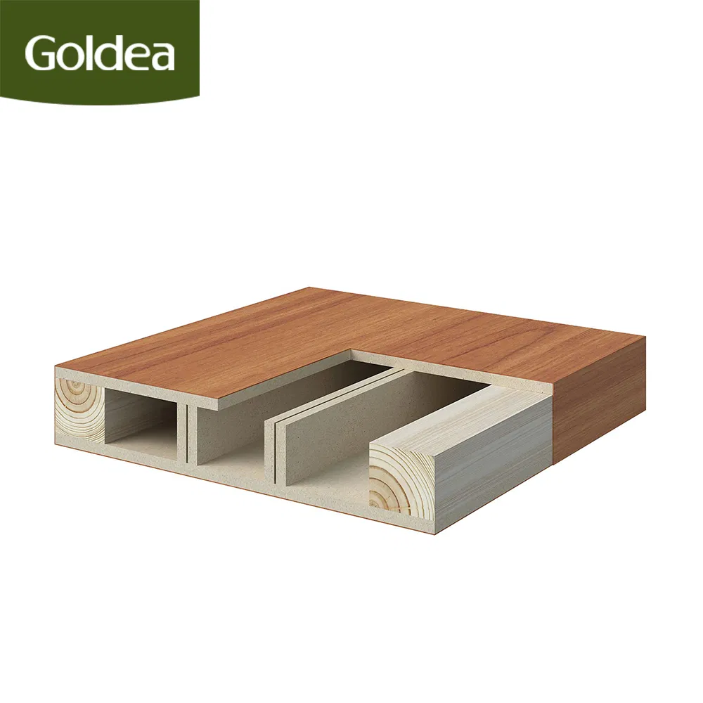 Goldea Wholesale Price China Factory UL 30mins/60mins Fire Rated Swing Wooden Interior MDF Solid Wood PVC Entrance Main Door Design