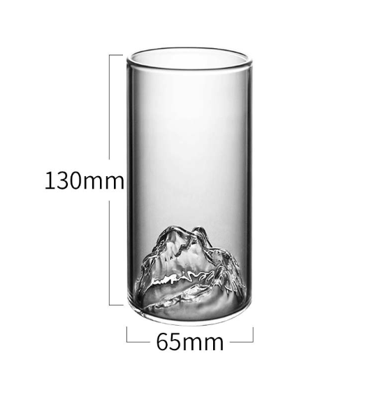 Heat-Resistant Glass Mountain View Cup with Bamboo Ring Design