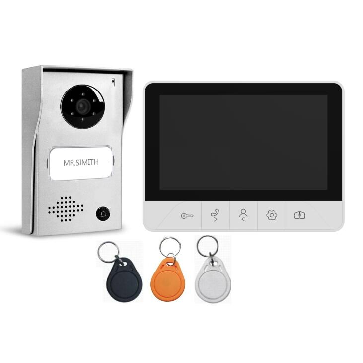 Lenon 2 Wire Touch Button 7inch Black Video Doorphone