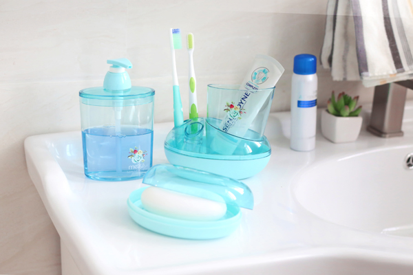6209 Rosary Oval Four-Piece Toothbrush Holder Set Bathroom Products (3 holes) Soap Dispenser