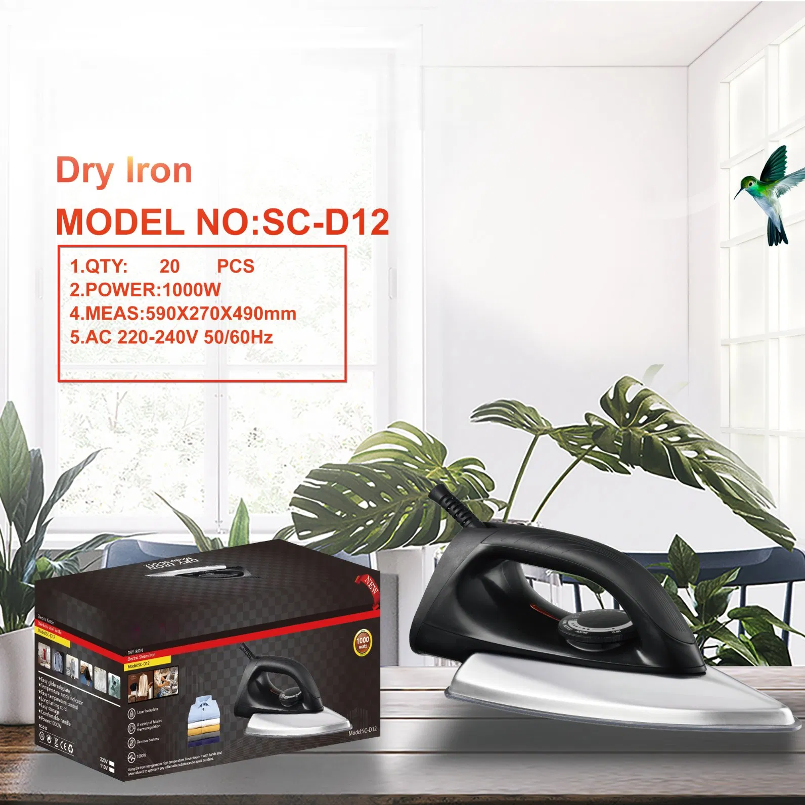 Portable Handheld Iron with Dry Steam Function for Travel