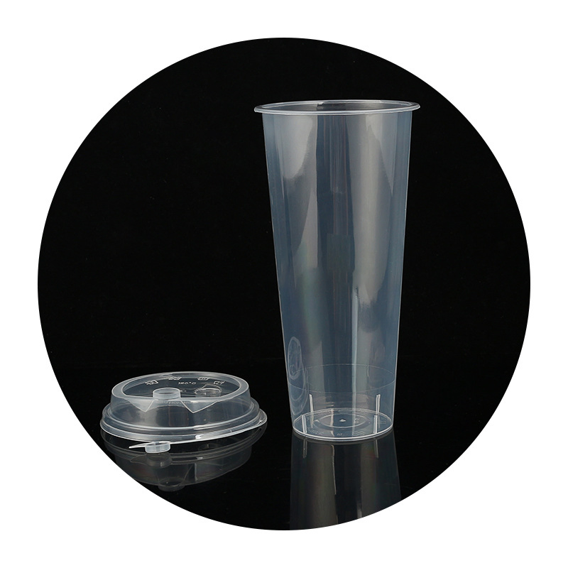 Custom 12 16 22 32 Oz Transparent Bubble Tea Plastic Cup Biodegradable Cold Coffee PLA Clear Cups with Lids