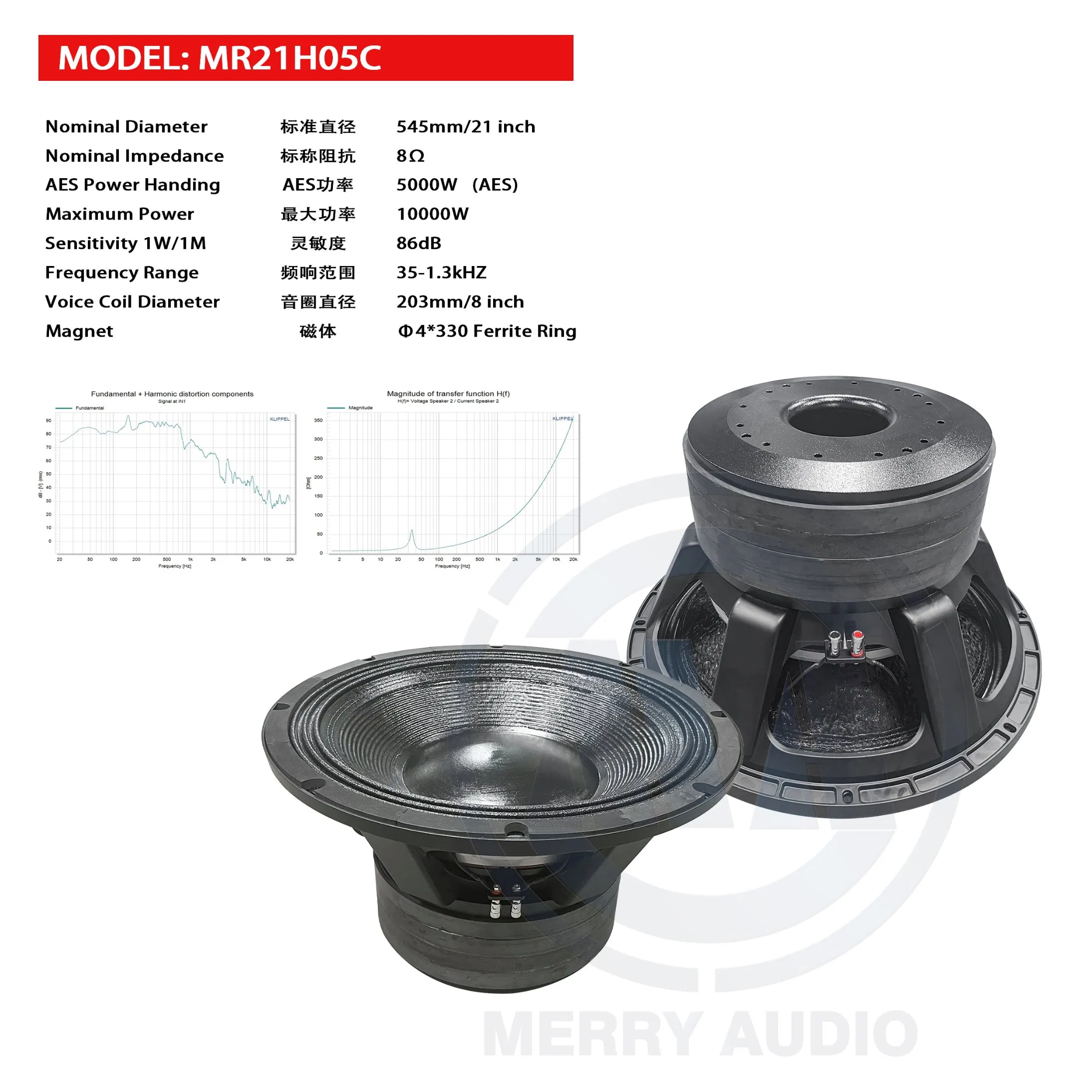 21 Inch Professional Audio Speaker Max Power 10000W Woofer 4 Magnet