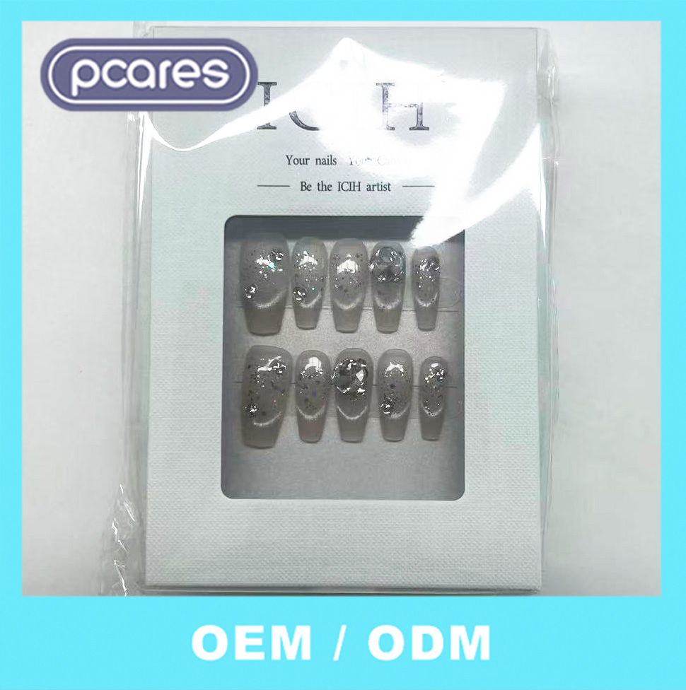 Wholesale Women Press on Nails Customized False Nails 10PCS 3D Shell Painting Art ABS Acrylic Artificial Fingernails
