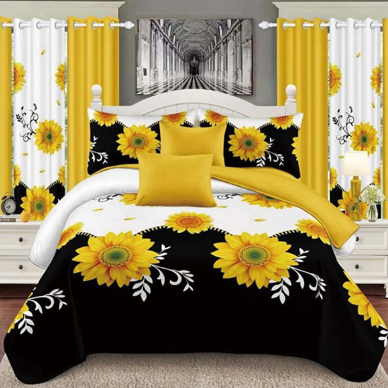 Wholesale Red Luxury Hotel Printing Polyester Bed Sheet Set Colored 11 Piece Home Textile Quilted Sheets Bedspread Bedding Set with Curtain