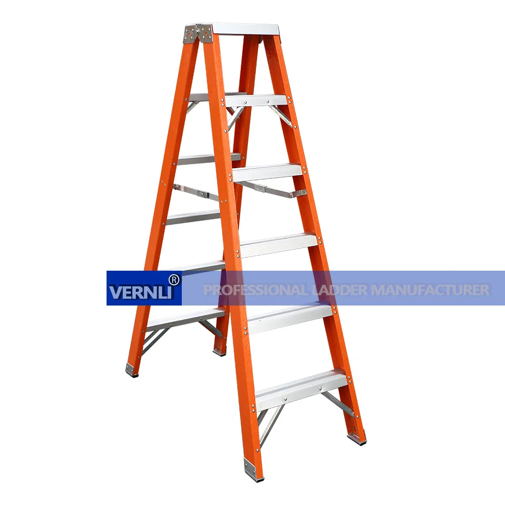 Best Seller 8FT Fiberglass Scissor Double Sided Stair Ladder with 150kg Loading and Double Rivets