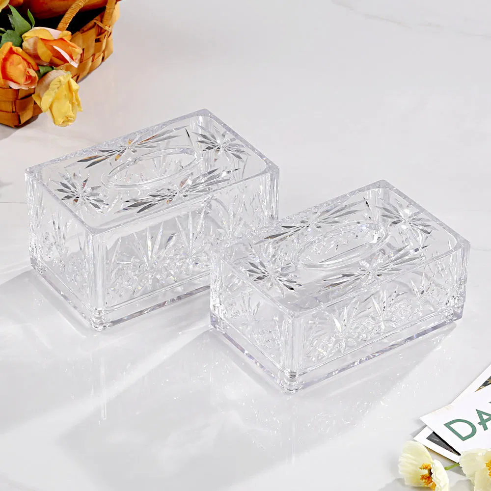 Luxury PC Tissue Holder - Ultra-Transparent Textured Acrylic Design