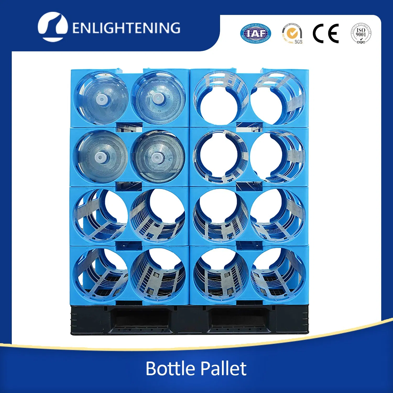 4 Pocket Modular Stackable Blue19 Liter HDPE 5 Gallon Plastic Bottled Water Rack for Water Bottle Storage