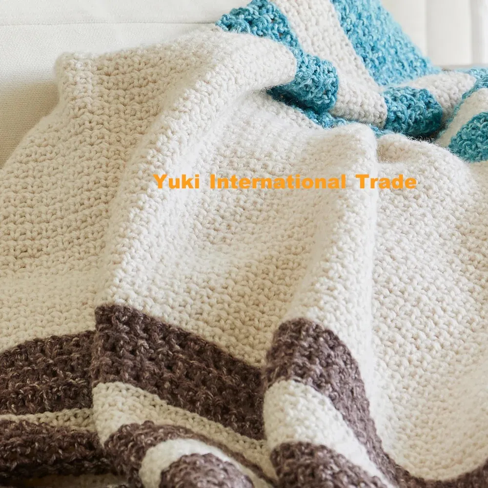 Yuki Chunky Yarn Throw Hand Made Knitted Blanket