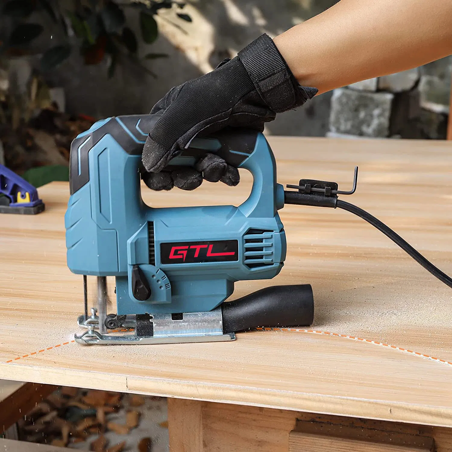 800W Electric Buid-in Laser Guide Jigsaw Variable Speed Cutting Pendulum Jig Saw with Quick Change Blade and Alu Base (JS00510)