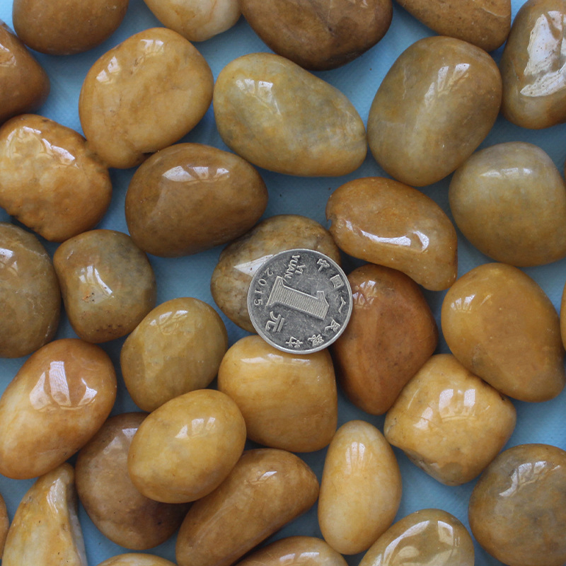 Landscape Natural Polish Yellow Pebble Stone Black Pebble for Garden