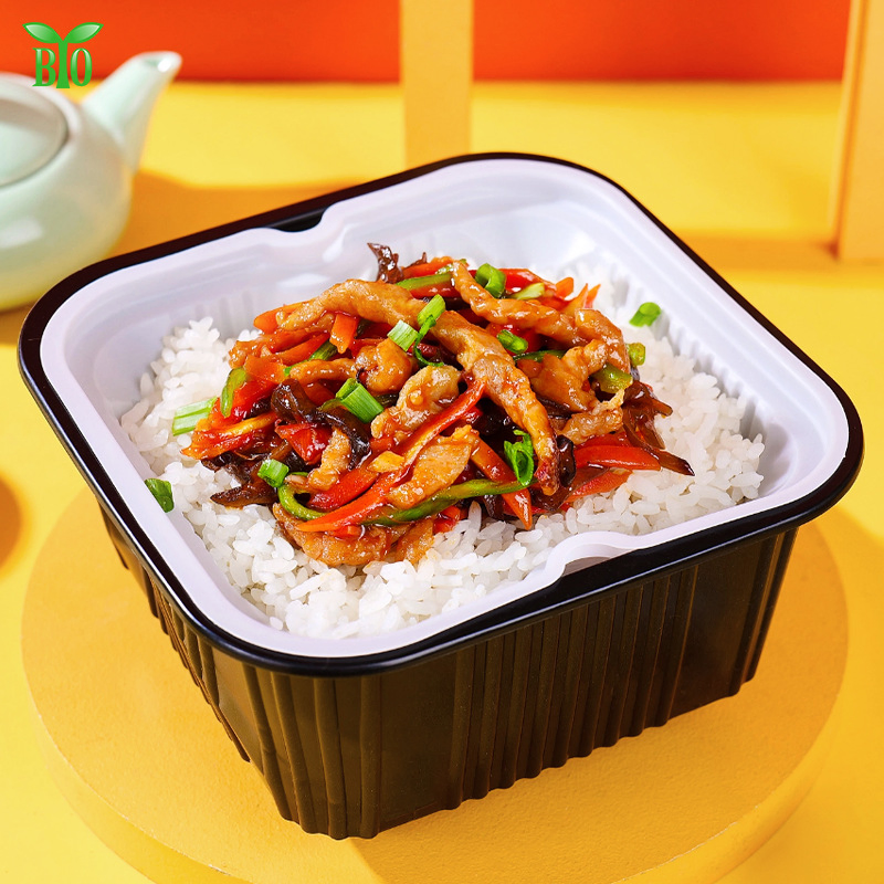 Customized Plastic Hot Pot Food Grade Disposable Self-Heating Lunch Box with Cover