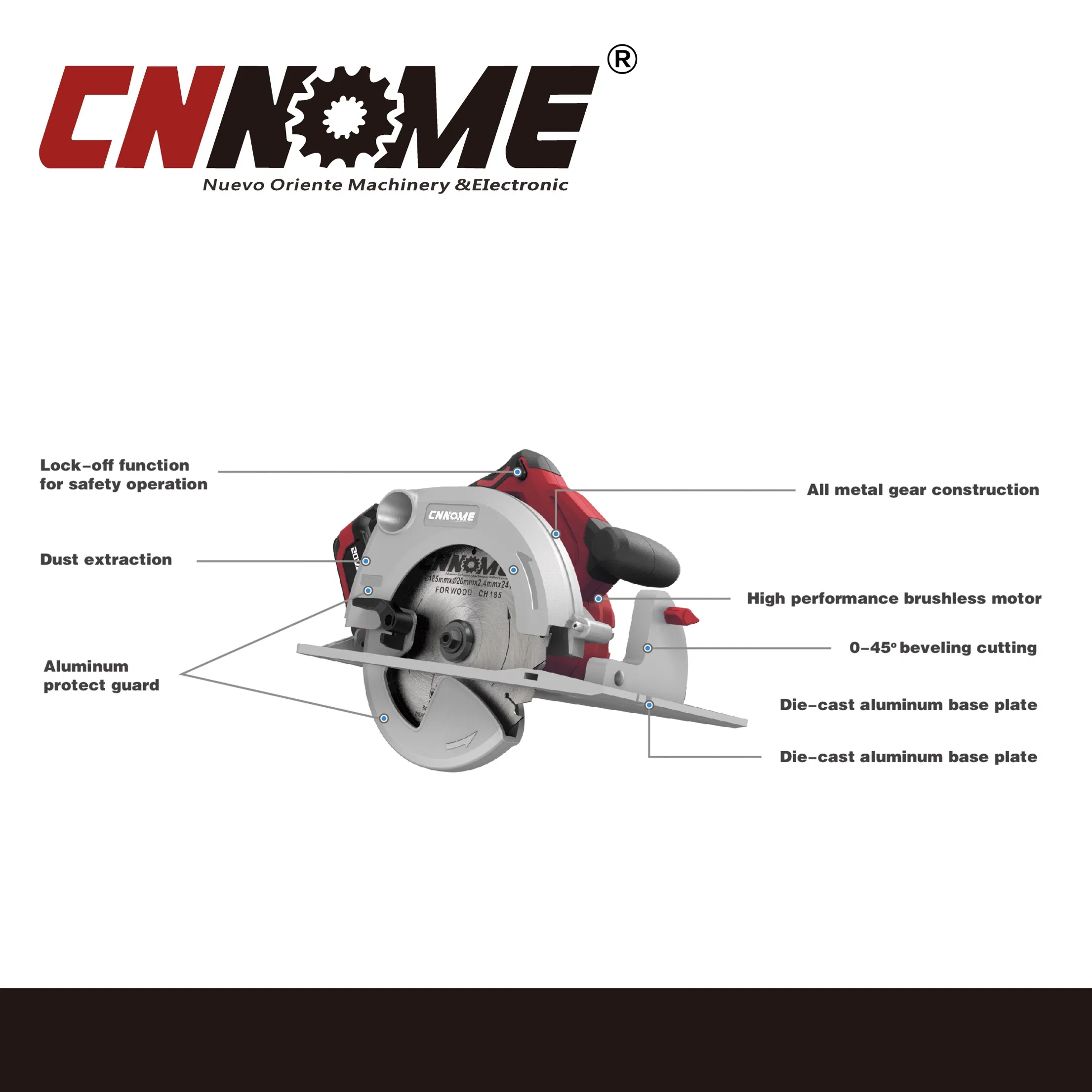 Аккумуляторная циркулярная пила Cnnome NO97608, 20В