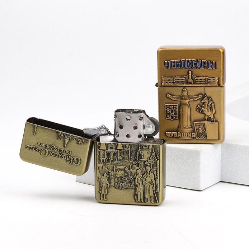 Wholesale Custom Logo Souvenir Lighter Windproof Kerosene Metal Cigarette Lighter