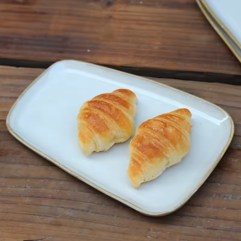 Stylish Nordic Stoneware Trapezoid Plate with Unique Reactive Glaze