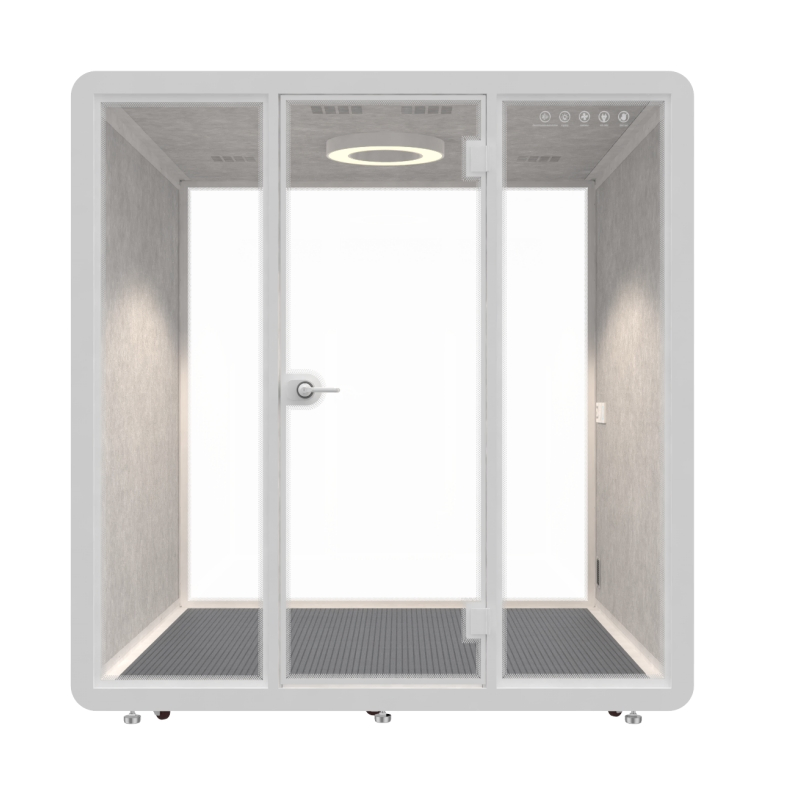 Acoustic Office Room for Focused Work with Silent Fan and Integrated LED Lights