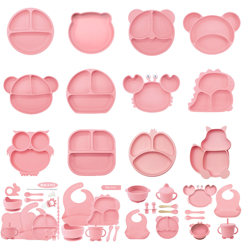 Food Grade Silicone Divided Plate with Suction Base BPA Free Baby Products