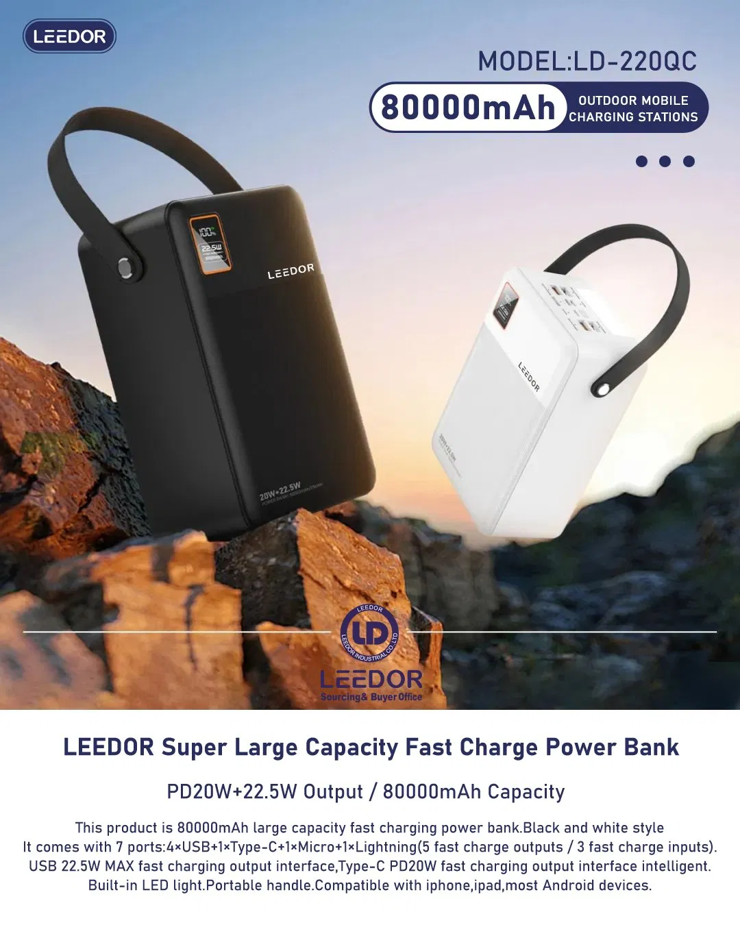 Magnetic Capacity 80000mAh /296wh Wireless Charger Power Bank for I Phone