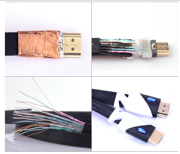 Flat Gold Plated Blue High Speed HDMI Cable 1.4