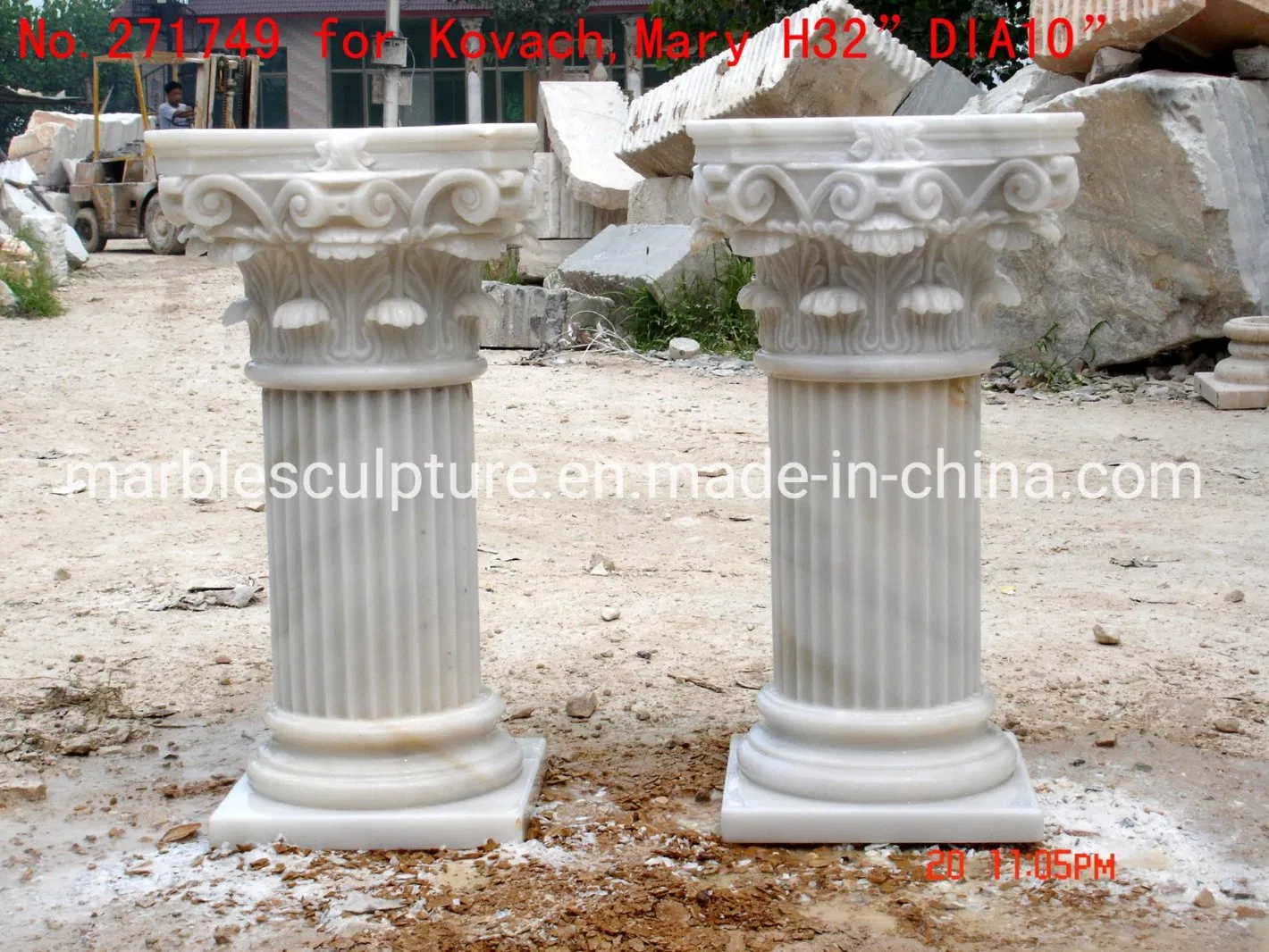 Garden Home Architectural Decorative Carved Stone Roman Pillars Marble Carving Greek Tapered Column Indoor Outdoor Decoration (SY-C006)