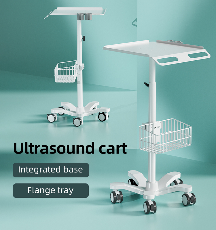 Manufacture Direct Portable Mobile Metal Endoscope Adjustable-Height Trolley Cart for Monitor or Equipment Hospital Use