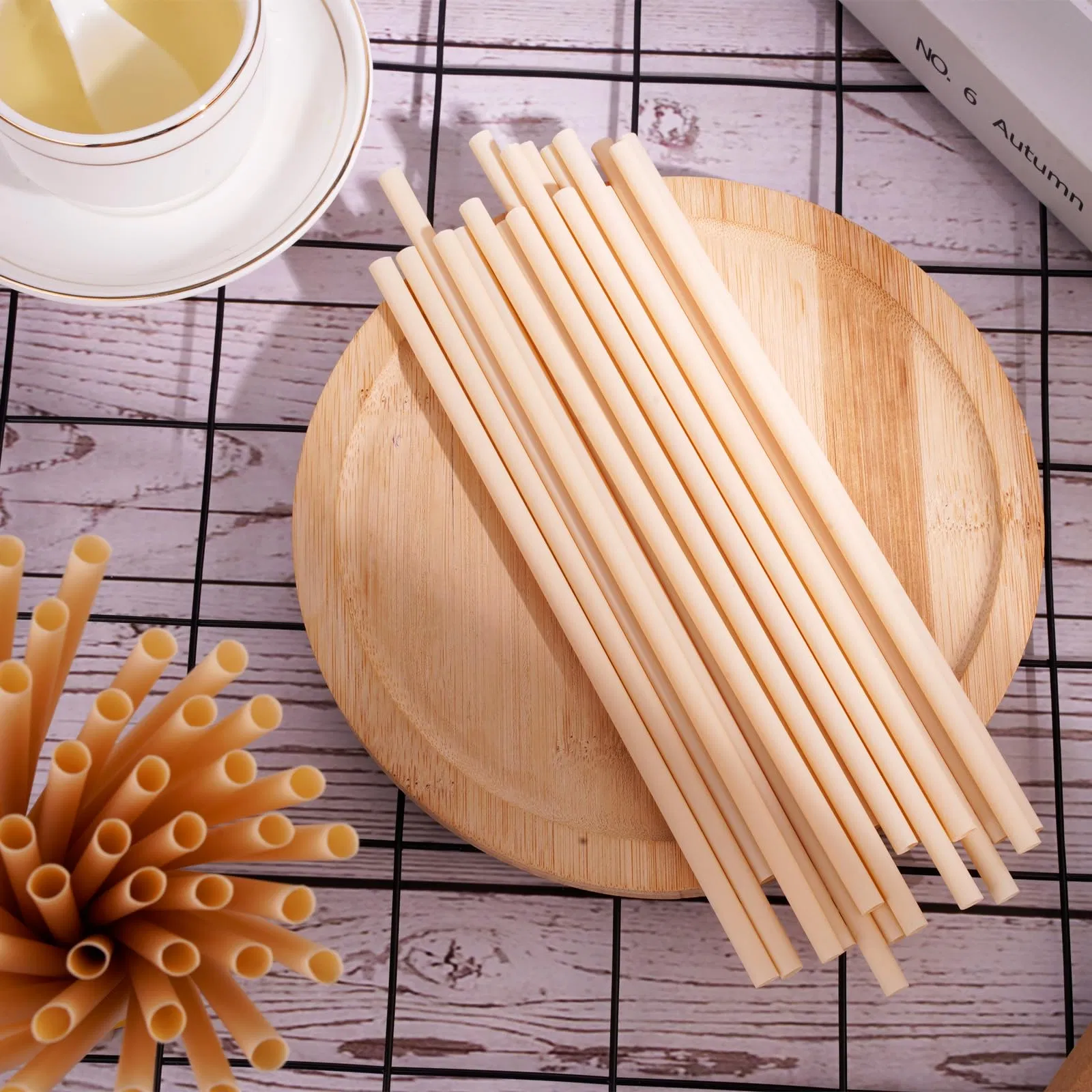 Biodegradable PLA Bamboo Fiber Straws Durable, Sustainable, Perfect for Cafes and Home Use