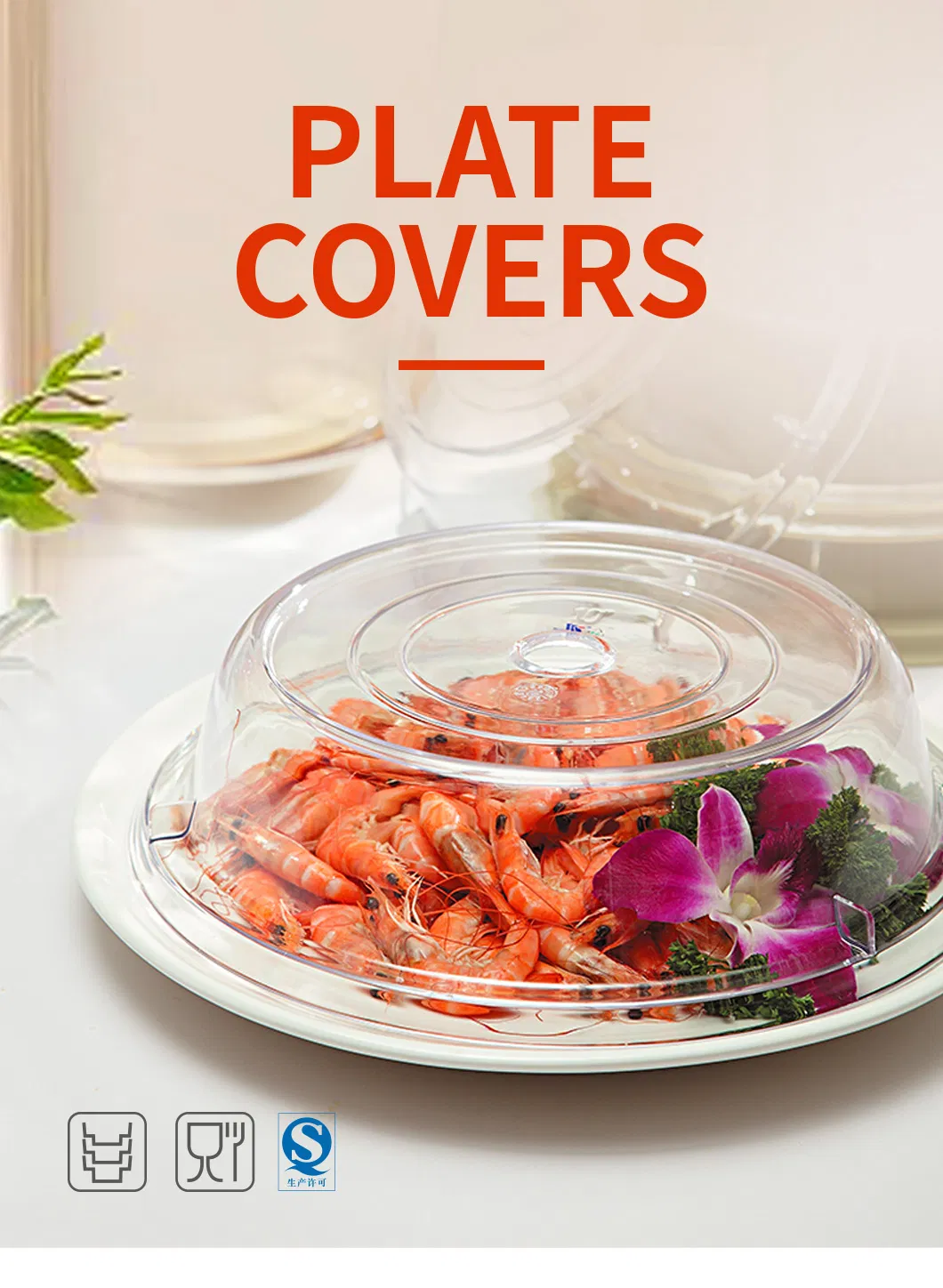 Clear PC Display Stackable Dust Proof Plate Restaurant Food Cover