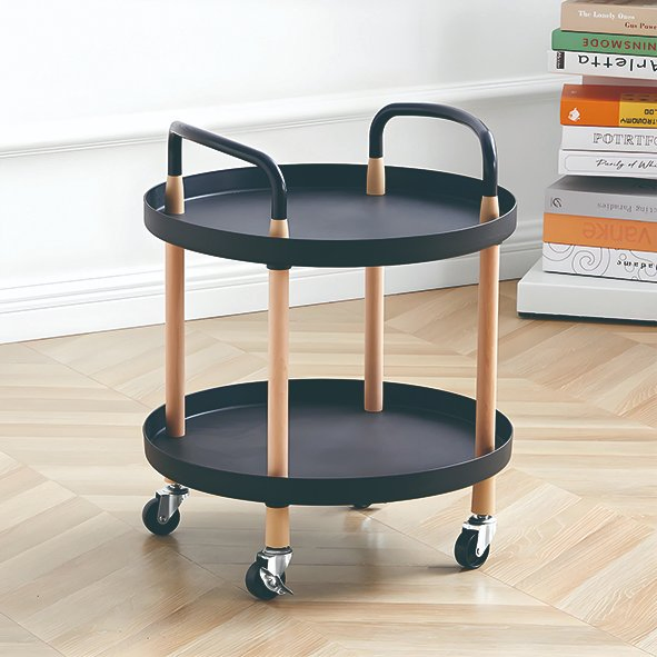 1 Year Wood OEM Rolling Utility Cart Display Shelf Rack with Wheels Factory Price