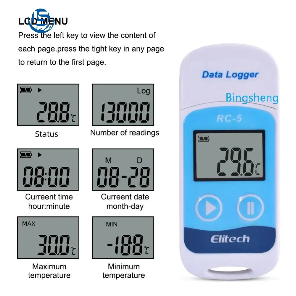 Elitech Bingsheng RC-5 Multi-Use Temperature Data Logger for Accurate Monitoring