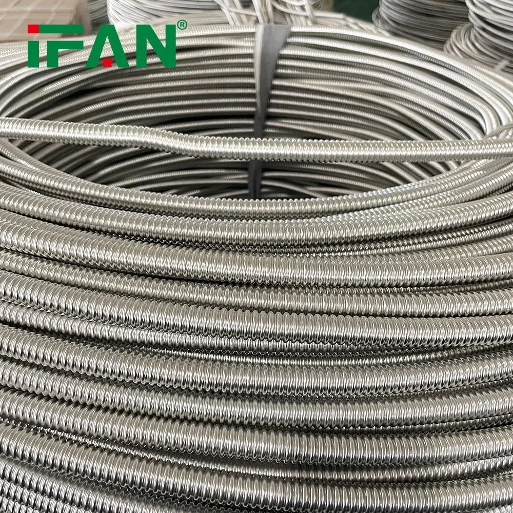 Ifan Customized Corrugated Stainless Steel Hose 20cm - 30m Roll Tubing Flexible Metal Ss Tube Gas and Water Connector Pipe - 3/4 Inch Fittings