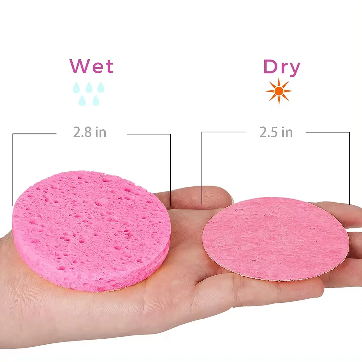 Daily Facial Cleansing Exfoliating 100% Natural Cosmetic SPA 50-Count Compressed Facial Sponges for Makeup Remover Reusable