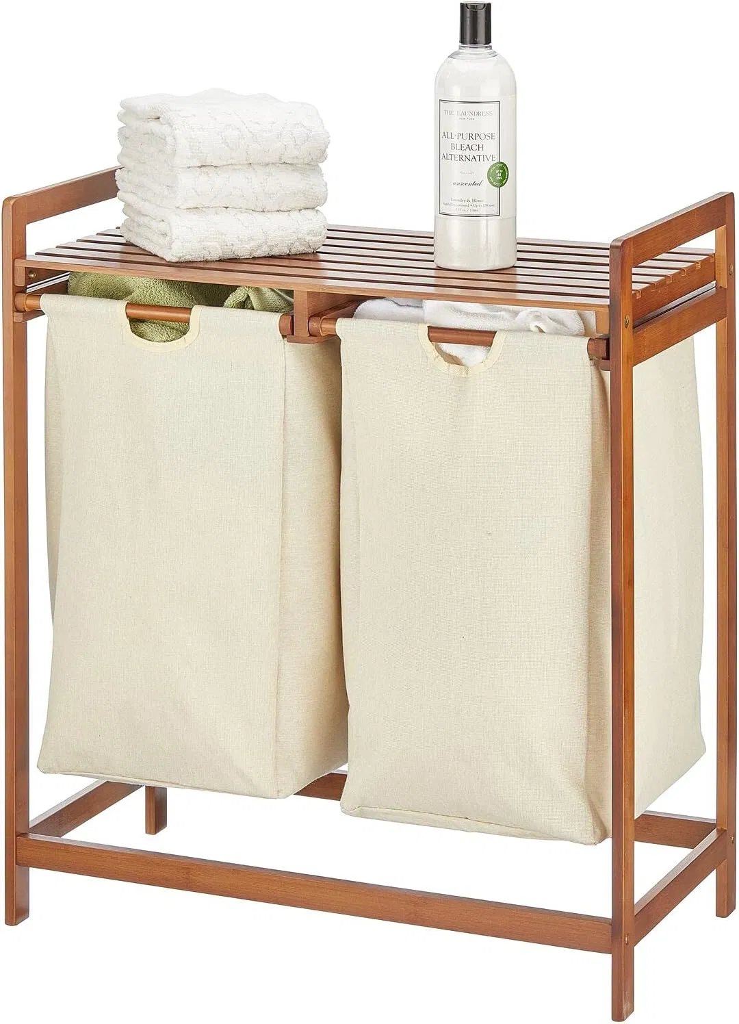 Bamboo Household Bedroom Bathroom Double Drawer Laundry Basket