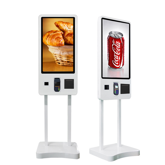 32 Inch Floor Standing Self Service Kiosk with Touch Screen POS and Ticket Printer for Restaurant Kfc Mcdonal's