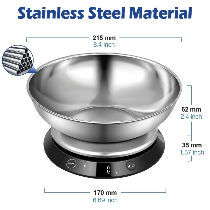 Кухонные весы цифровые в чаше, перезаряжаемые