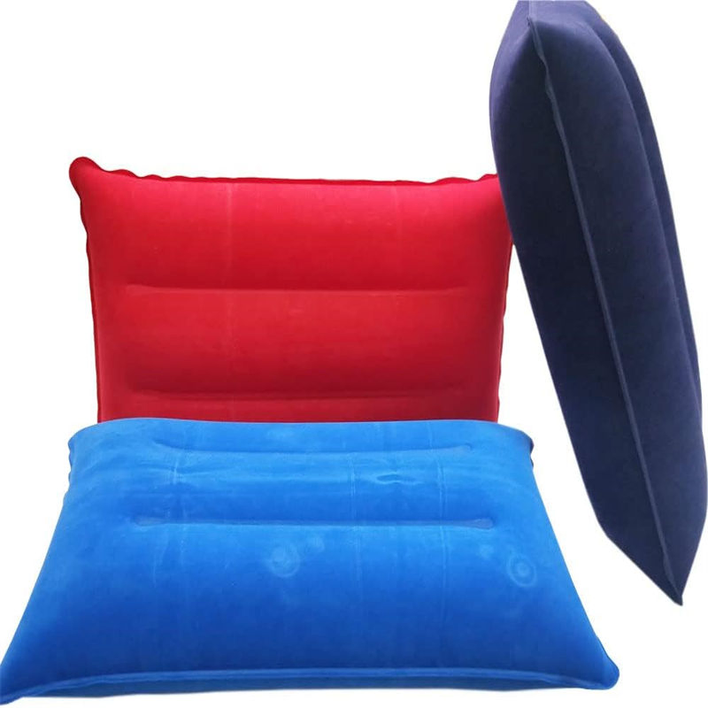 Institutional Donations Ultra Lightweight Comfort Portable Inflatable Pillow Good Price Flocked Fabric Pillows Ergonomic Air Pillows Neck Lumbar Support