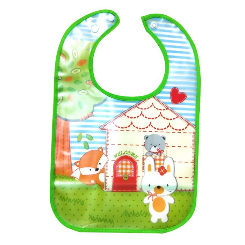 Preschool Drool Bibs - No Wash PEVA, Lightweight Cartoon Feeding Bib