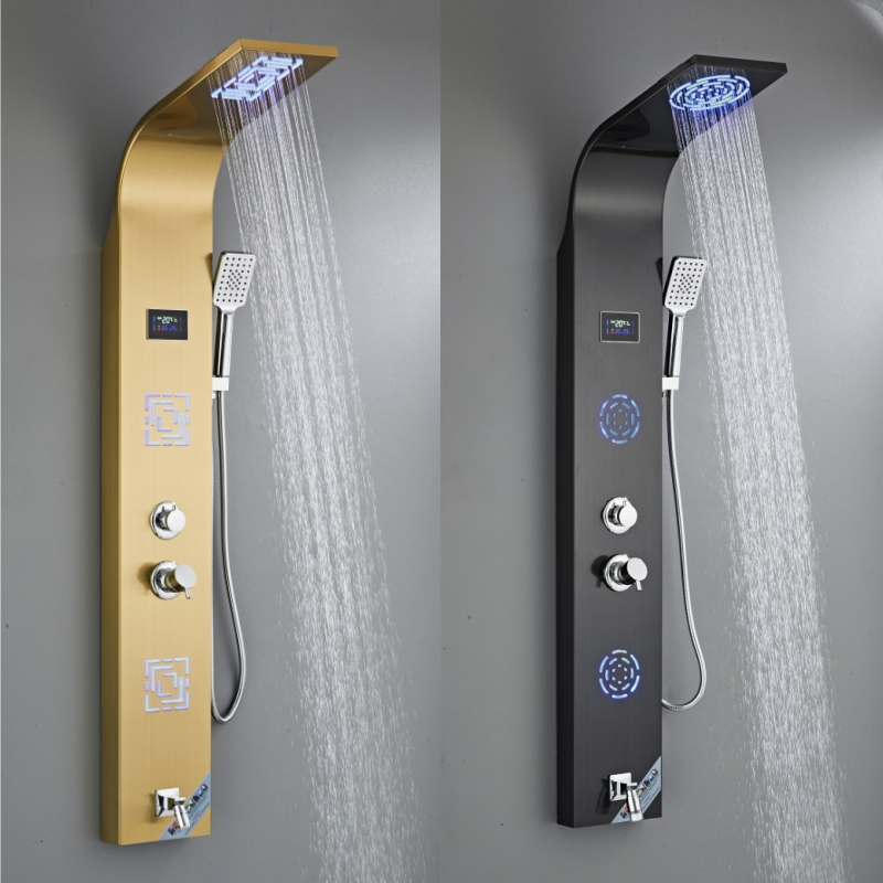 Luxury Style Multiple Colors Brushed Electroplating SUS 304 Square Bathroom Bath & Shower Faucets Shower Panel