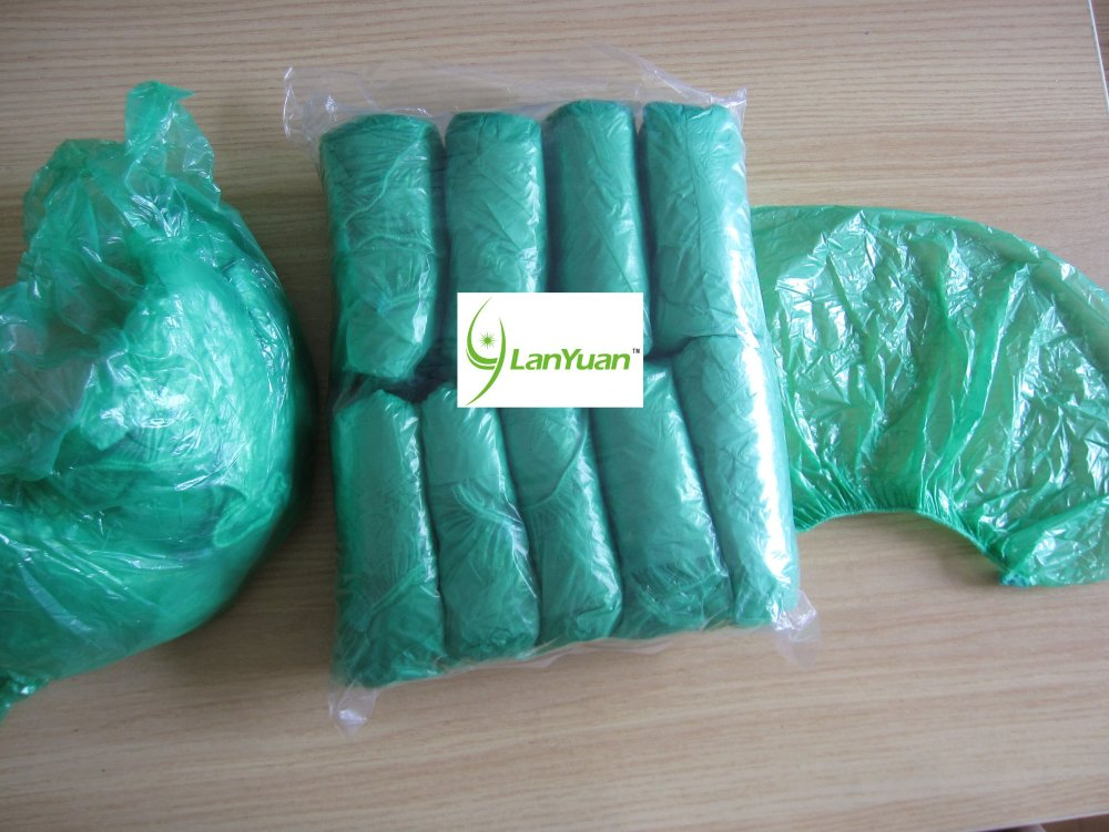 CPE Shoecover Dispenser Disposable PE Plastic Waterproof Shoe Cover with Green Golor